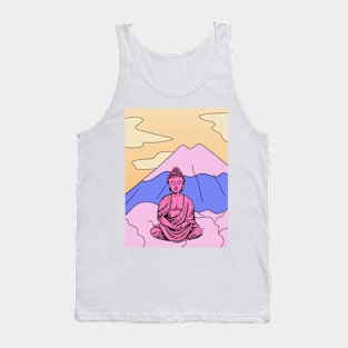 Vibrant Pink Purple and Yellow Buddha Graphic Tank Top